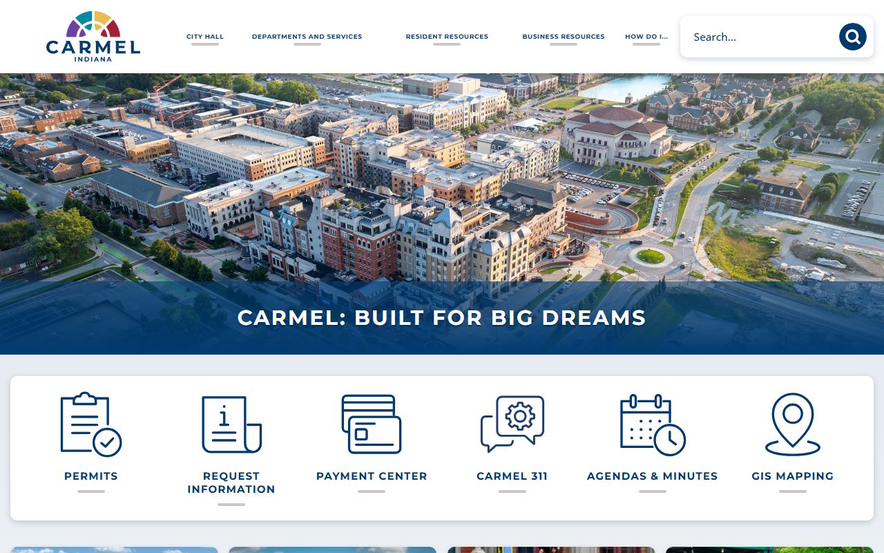Carmel Indiana City Hall - city clerk handles city records, not marriage licenses