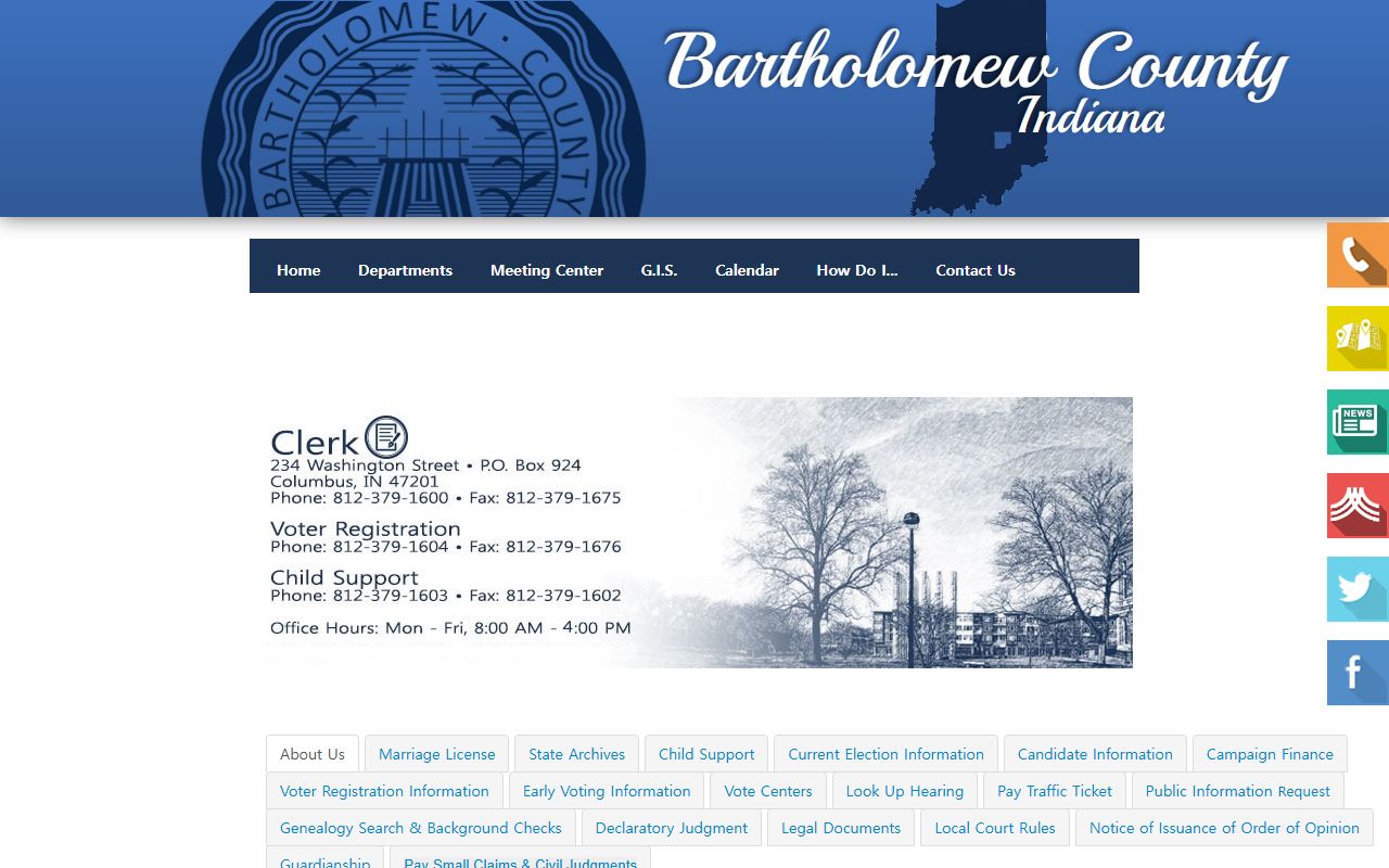 Bartholomew County clerk office for Bartholomew County marriage records