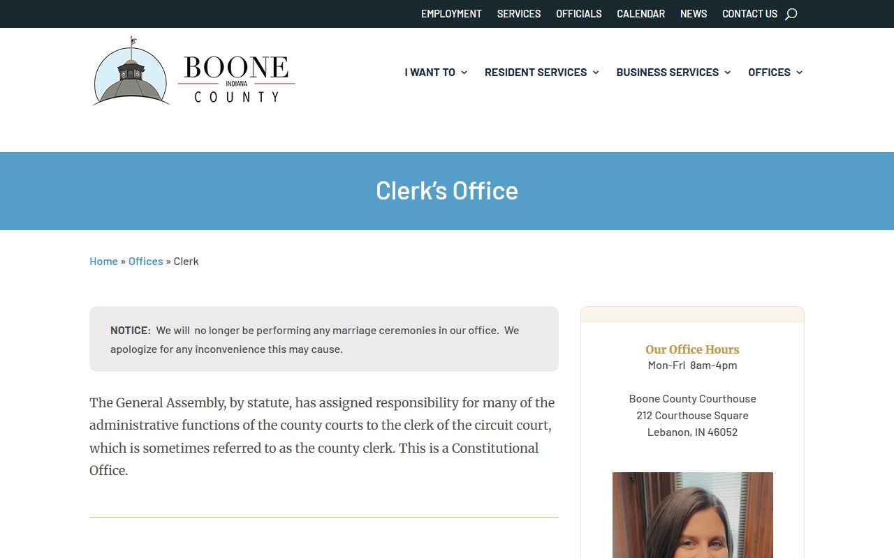 Boone County clerk office for Boone County marriage records
