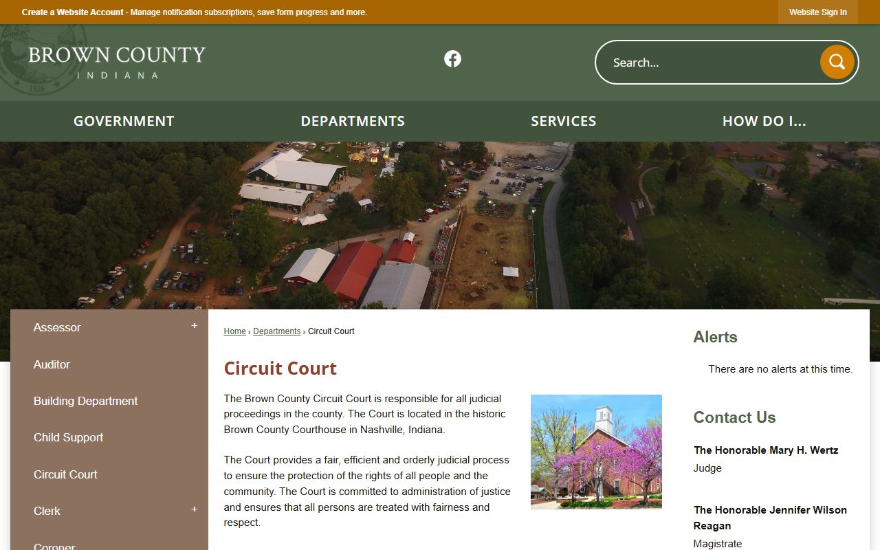 Brown County clerk marriage page for Brown County marriage records