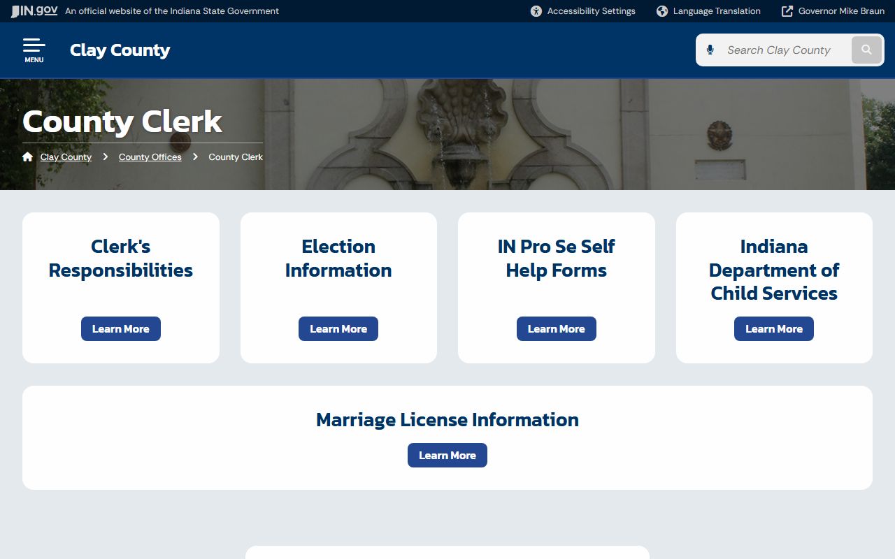 Clay county clerk for Clay County marriage records