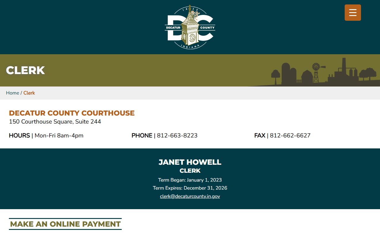 Decatur county clerk for Decatur County marriage records