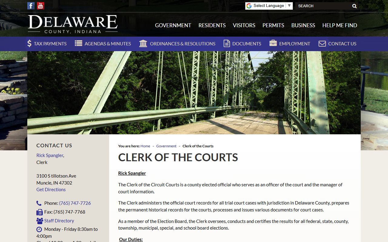 Delaware county clerk for Delaware County marriage records