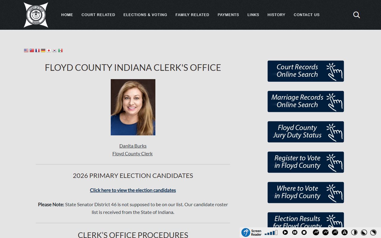 Floyd County clerk office for Floyd County marriage records