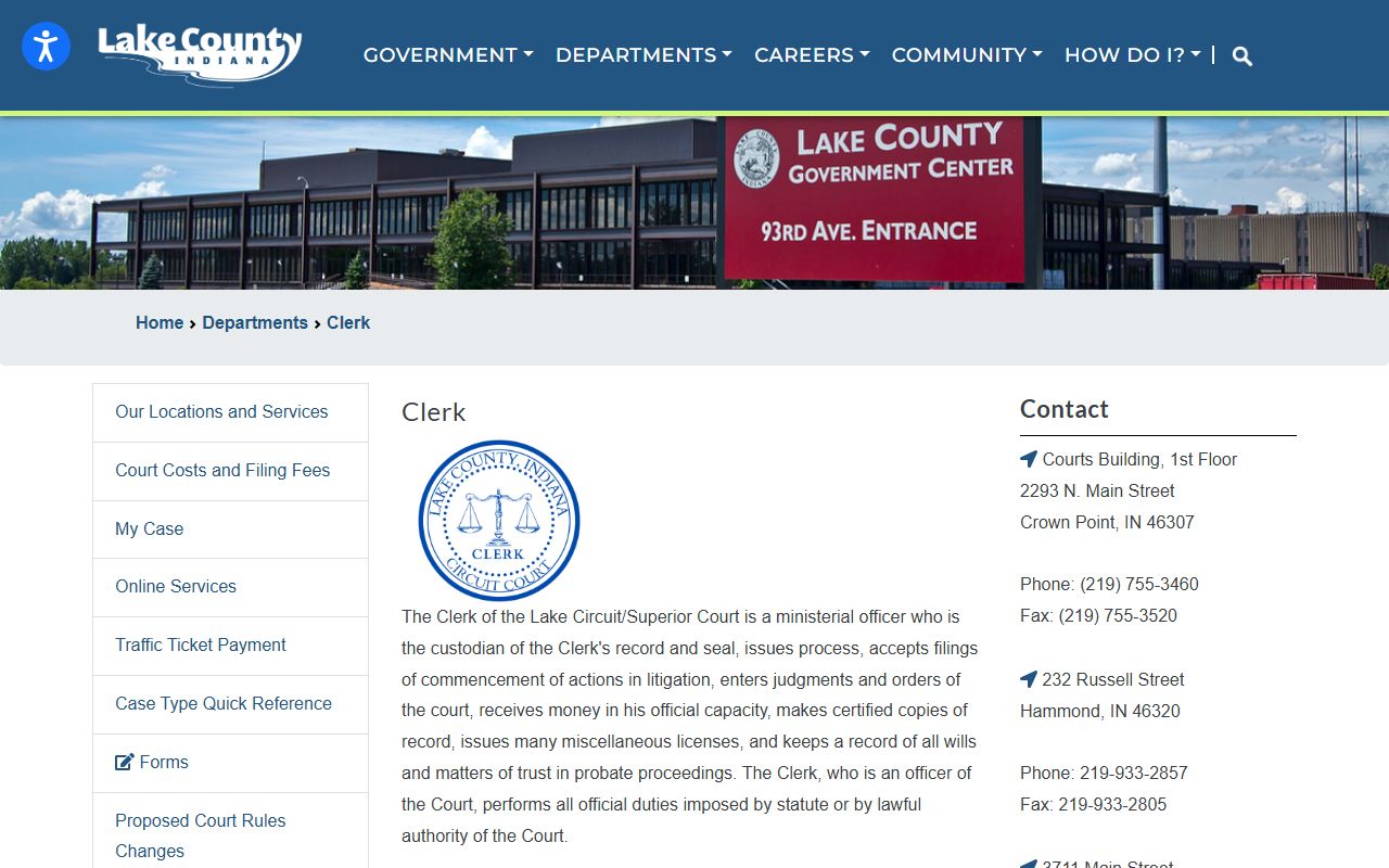 lake county marriage records clerk office crown point